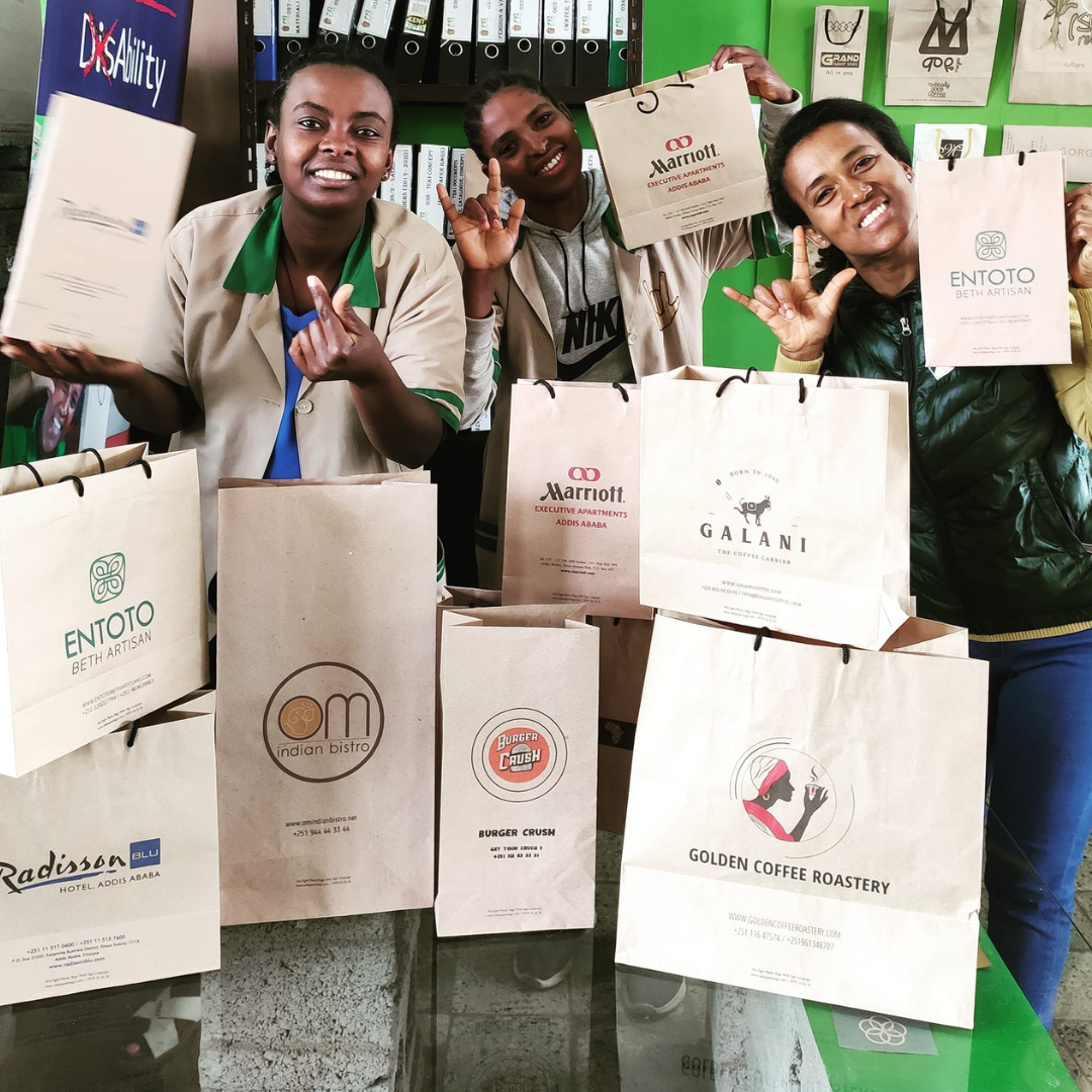 The Teki Paper Bags Familly Together Deaf Empowerment Jobs for youths with disability Plastic free Ethiopia1